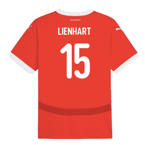 Lienhart #15 Österreich 2024 Fußball Heimtrikot Herren mit Euro-Patches